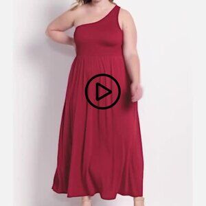 NWT Lane Bryant One-Shoulder Smocked Bodice Maxi Dress